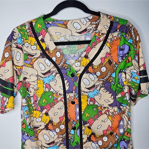 Nickelodeon Retro Rugrats Baseball Jersey 90s Inspired Novelty Print Tee Size L - Picture 3 of 7